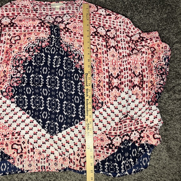 DANA BUCHMAN Women's 100% Polyester Poncho Top Short Sleeve Boho XL - Picture 6 of 9